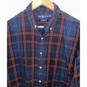 Polo Ralph Lauren Blake‎ Plaid Long Sleeve Button Down Mens Large 100% Cotton